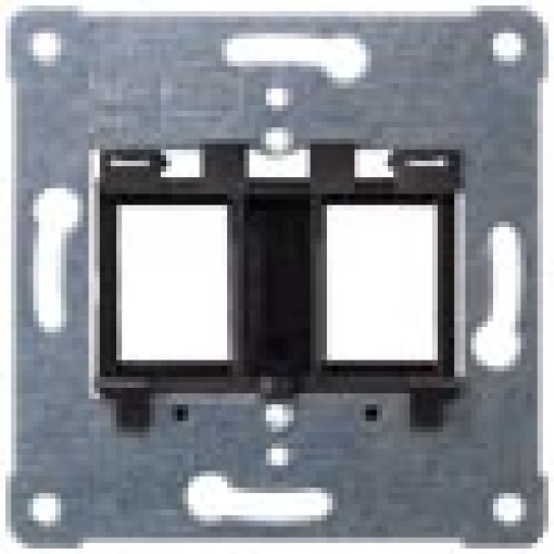 Support plate for modular jacks for mounting up to 2 connectors black insert