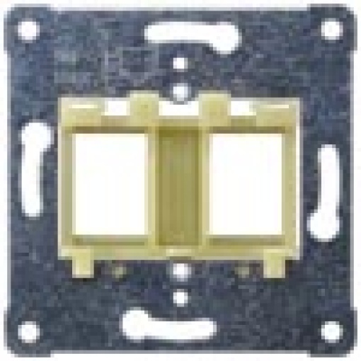 Support plate for modular jacks for mounting up to 2 connectors yellow insert