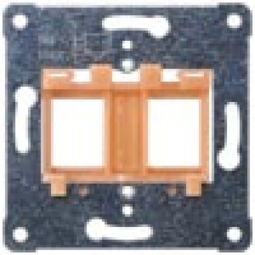 Support plate for modular jacks for mounting up to 2 connectors orange insert