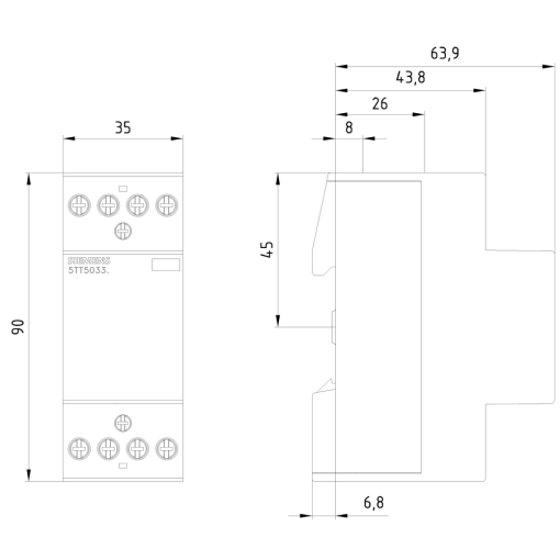 INSTA contactor with 4 NC contacts contact for 230V 400V AC 25A activati