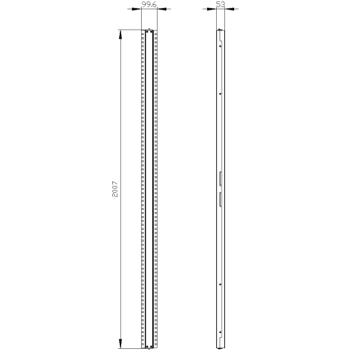ALPHA 630 Universal Center post for cabinet H2000 mm W900 mm