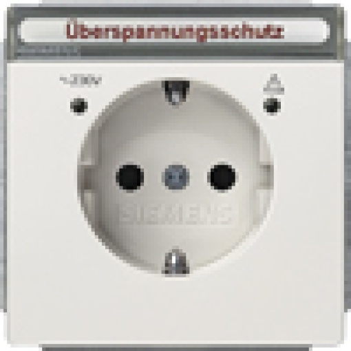 DELTA style socket outlet with overvoltage protlabeling field and incr tou
