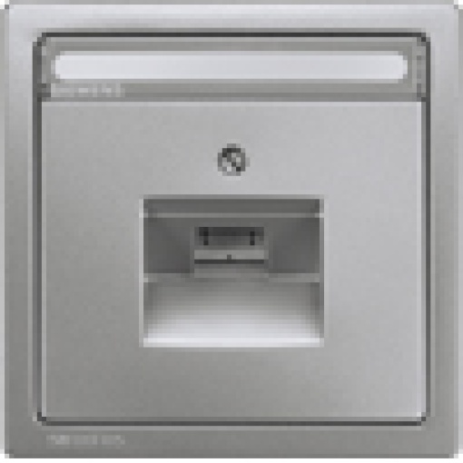 DELTA style cover plate for UAE connection socket with labeling field platin