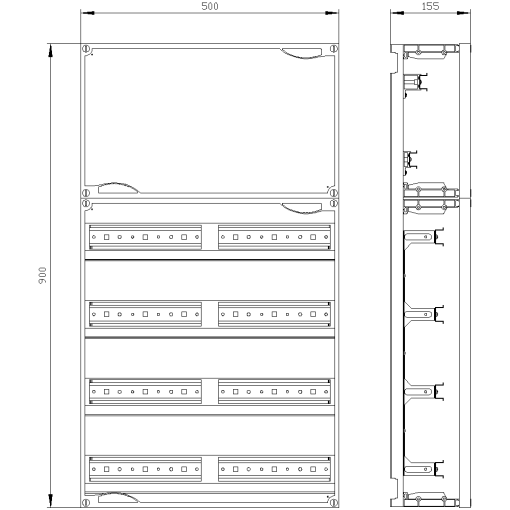 ALPHA 400 rapid mounting kit H900 W500 2 terminal blocks 4 rows REG