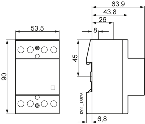 INSTA contactor with 4 NO contacts contact for 230V 400V AC 63A activati