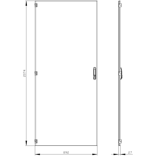 SIVACON door left IP55 H 2200 mm W 900 mm protection class 1
