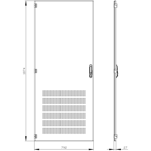 SIVACON door left ventilated IP20 H 2000 mm W 800 mm protection class 1
