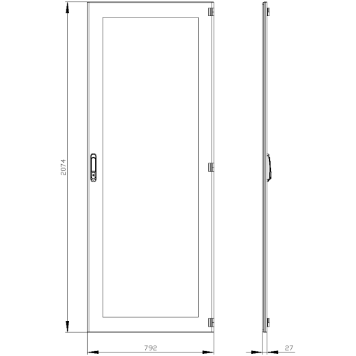 SIVACON door right window IP55 H 2200 mm W 800 mm protection class 1