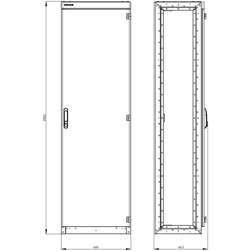 SIVACON switchgear cabinet empty enclosure without side panels acc to IEC