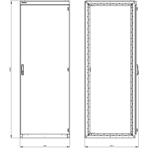 SIVACON switchgear cabinet empty enclosure without side panels acc to IEC