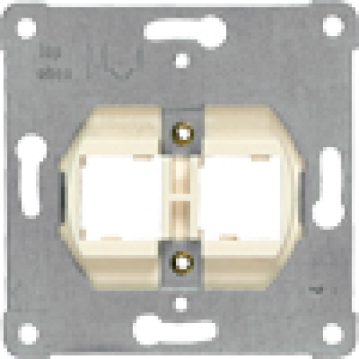 Support plate for modular jacks for mounting up to 2 connectors white insert