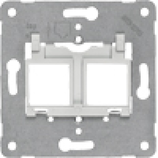 Support plate for modular jacks for mounting up to 2 connectors gray insert