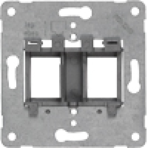 Support plate for modular jacks for mounting up to 2 connectors silver insert