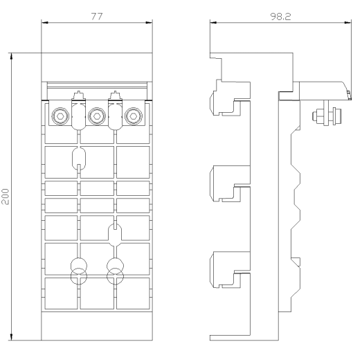 Device adapter MCCB 3pole 160 A busbar centertocenter spacing 60 mm for 