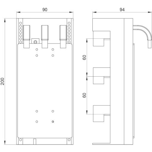 Device adapter 3pole 125 A without fixing screws for NGGHGGLGG3VA51