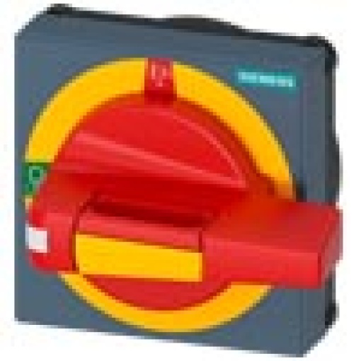 Handle with masking plate EMERGENCY OFF with lighting size 75 x 75 for shaf