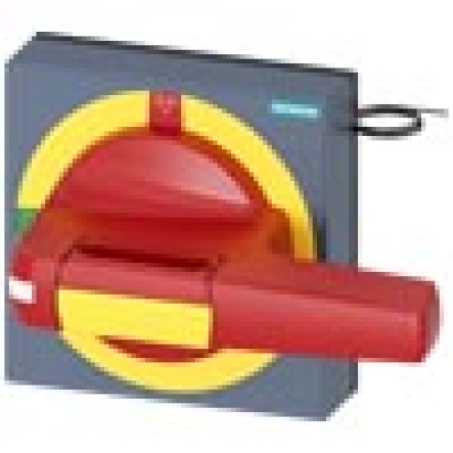 Handle with masking plate EMERGENCY OFF with lighting size 100 x 100 for sh