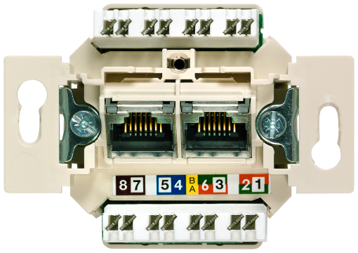 DELTA UAE connection socket unshielded 2x 8pole RJ45 Cat 6A