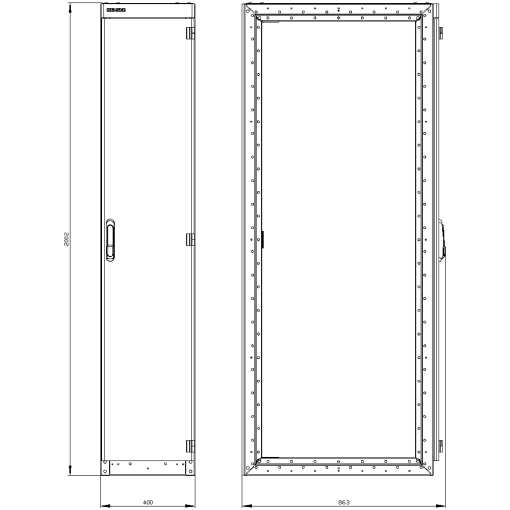 SIVACON switchgear cabinet empty enclosure without side panels acc to IEC