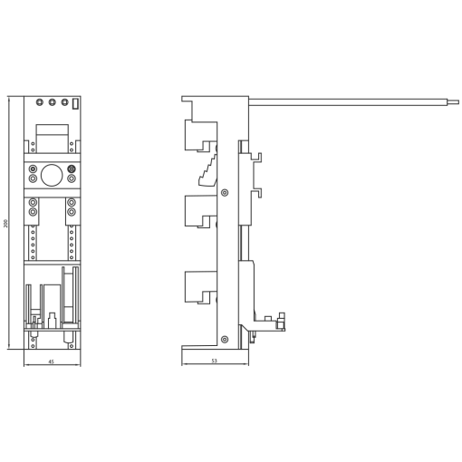 Device adapter S0 32 A for 60 mm busbar system 45x200 mm long