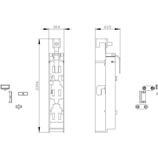 Assembly kit to create 4pole 3NP1 for mounting on 60 mm busbar
