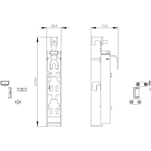 Assembly kit to create 4pole 3NP1 for mounting on 60 mm busbar