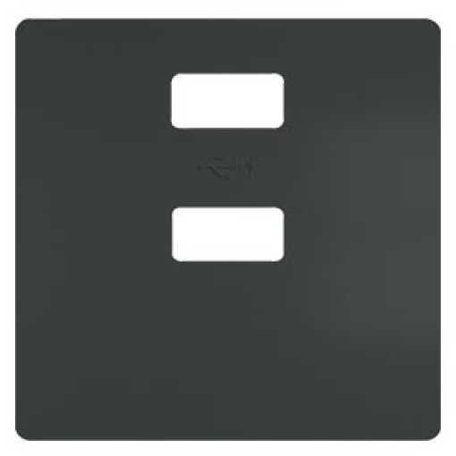 DELTA style cover plate for double USB charger vertical carbon metallic