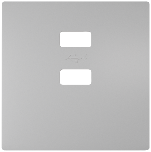 DELTA style cover plate for double USB charger vertical platinum metallic