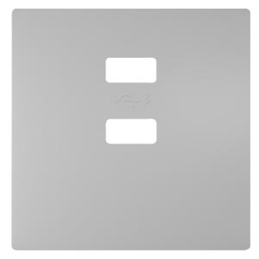 DELTA style cover plate for double USB charger vertical platinum metallic