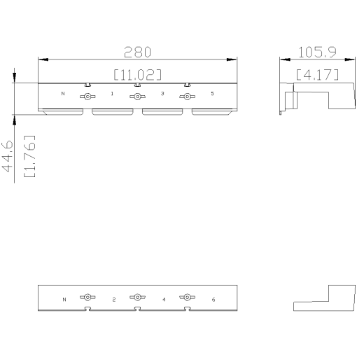 terminal cover short 4pole 1unit accessory for 3VA55 3VA65