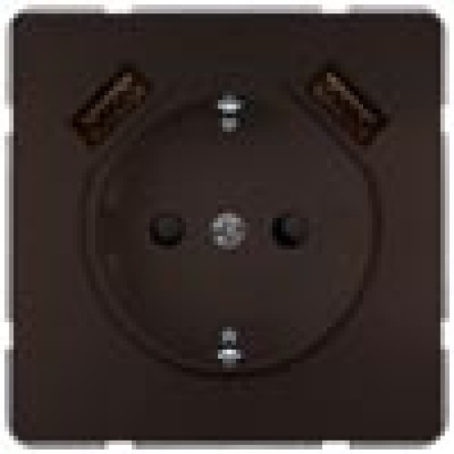 DELTA style SCHUKO socket outlet with double USB charger chocolate