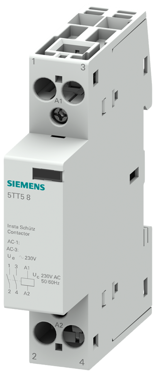 Insta contactor with 2 NO contacts Contact for 230 V AC 400V 25A Control 230