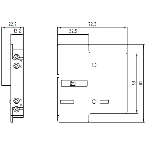 2nd auxiliary switch right for 3TB5254560 A right for 3TC52560B