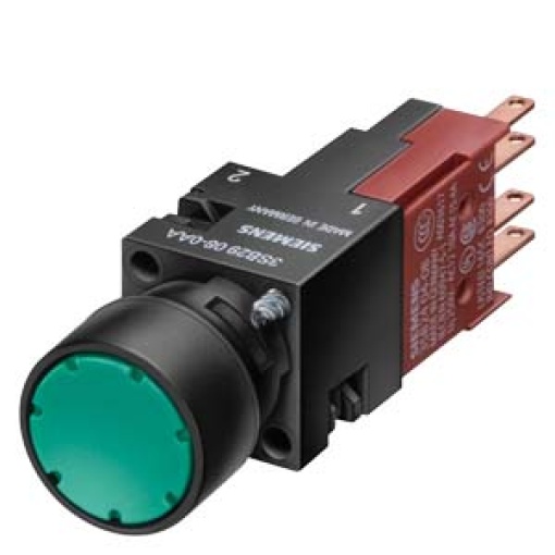 Illuminated pushbutton 16 mm round plastic red