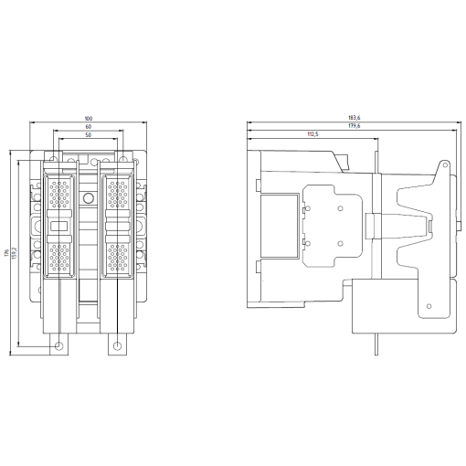 Contactor size 4 2pole DC3 and 5 75 A Auxiliary switch 21 2 NO  1 NC D