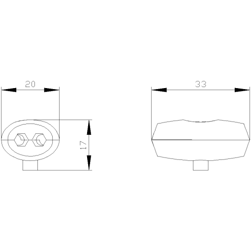 Rope clamp, egg shape, 4 mm