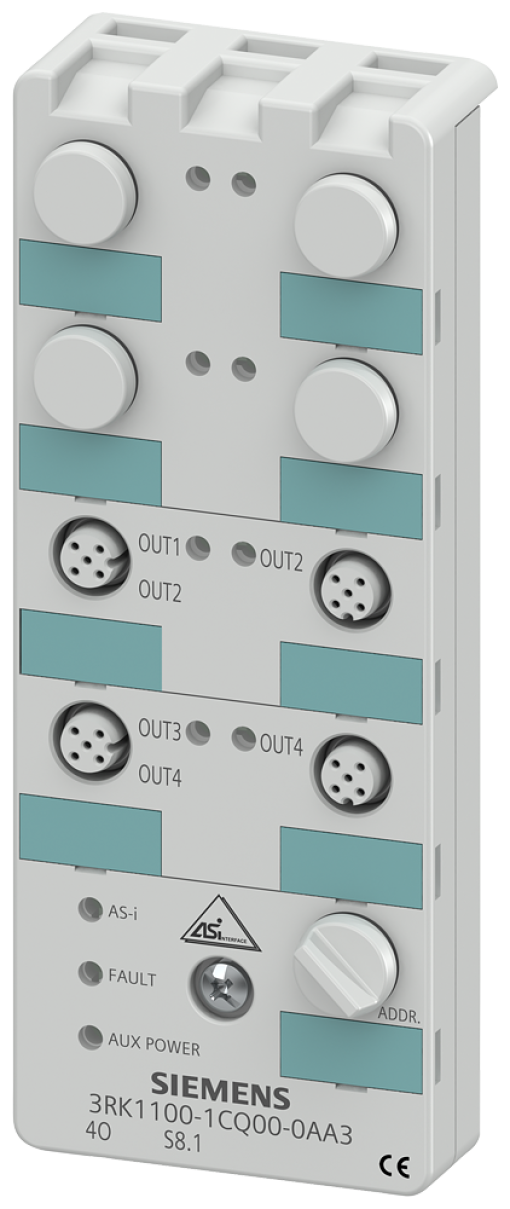 ASi compact module IP67 digital 4 A 4x1 output electr 24 V DC 4xM12 std