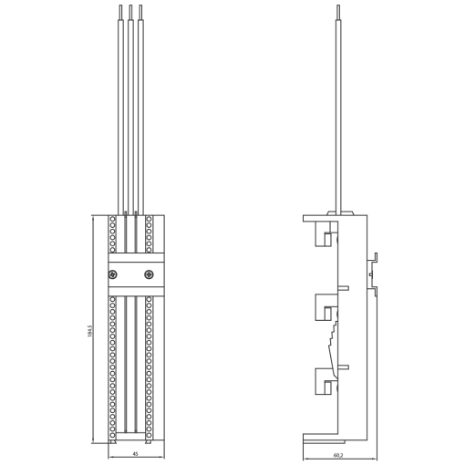 Busbar system busbar centertocenter spacing 60mm device adapter width 