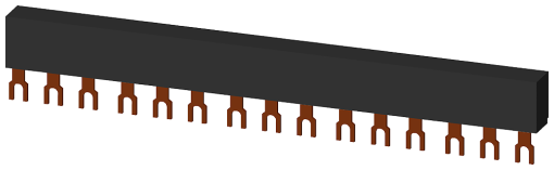 3ph busbars modular spacing 45 mm for 5 switches connections in fork shape
