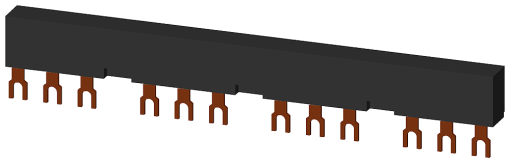 4ph busbars modular spacing 55 mm for 3 switches connections in fork shape