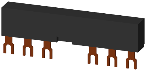 2ph busbars modular spacing 63 mm for 3 switches connections in fork shape