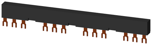 4ph busbars modular spacing 63 mm for 3 switches connections in fork shape