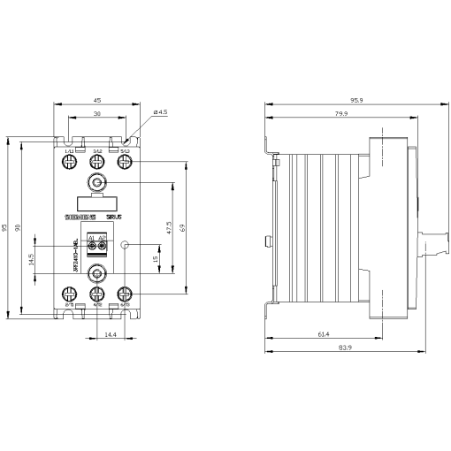 Solidstate contactor 3RF2 3ph AC51 10 A 48600 V230 V AC 2phase controlled