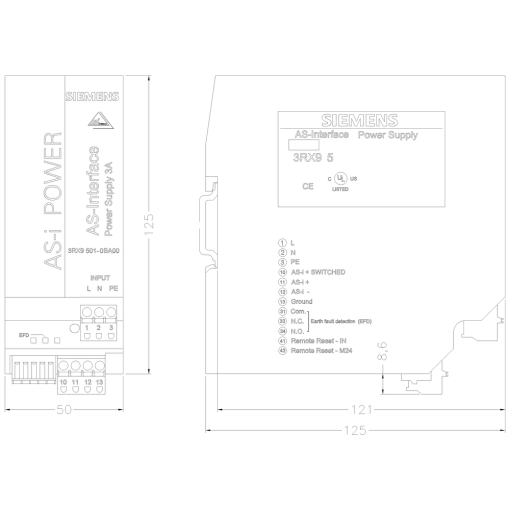 ASi Power 3 A 24 V DC IP20 ASi power supply unit in 24 V DC out ASInt