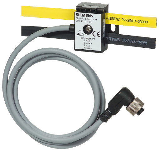 ASi M12 branch ASi and UAUX 2 m cable with M12 angle plug IP 676869K