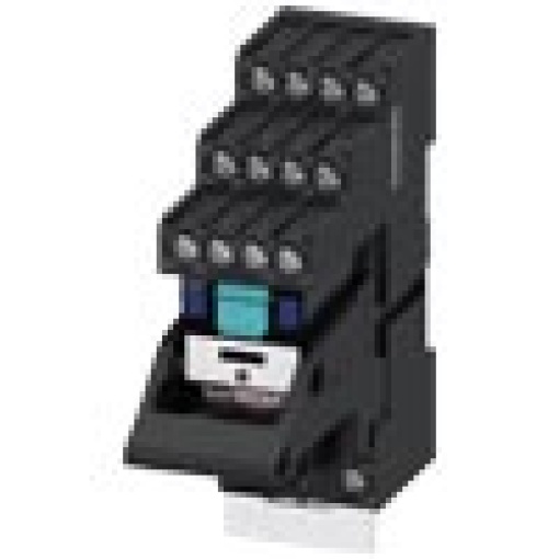 Plugin relay complete unit 24 V DC 4 changeover contacts LED module red base