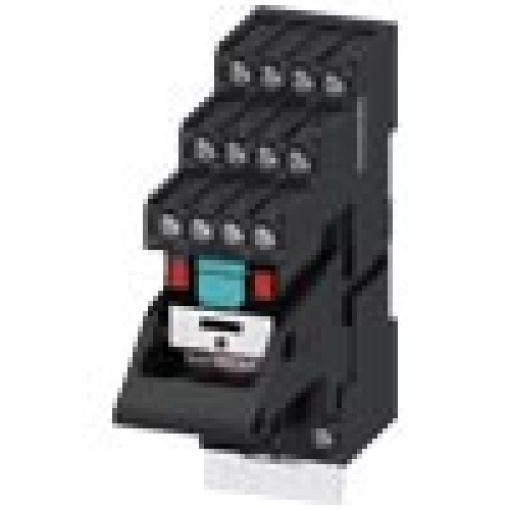 Plugin relay complete unit 115 V AC 4 changeover contacts LED module red base