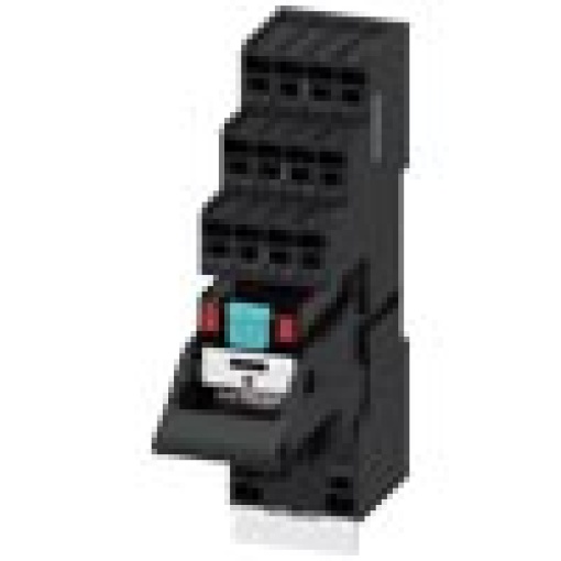 Plugin relay complete unit 24 V AC 4 changeover contacts LED module red base