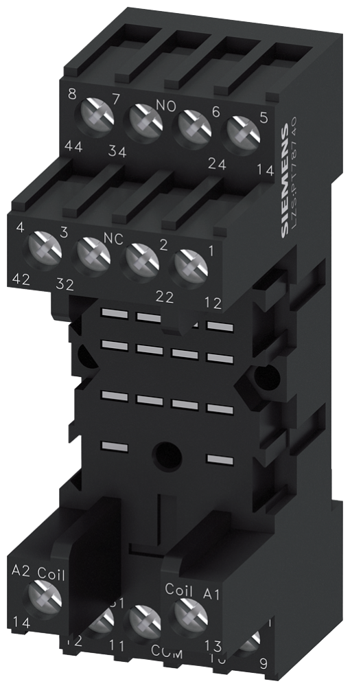 Base for relay with 4 changeover contacts
