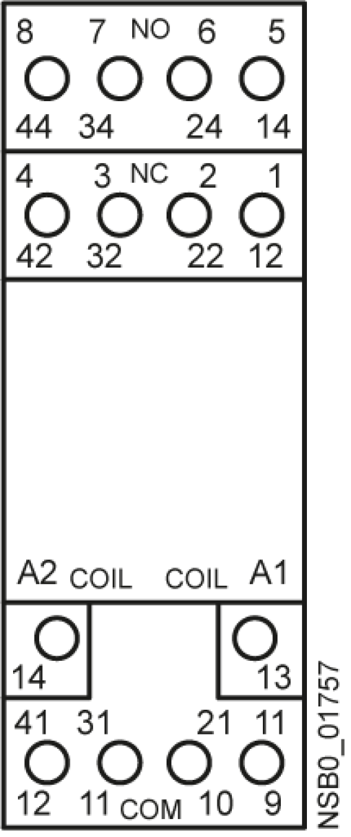Base for relay with 4 changeover contacts